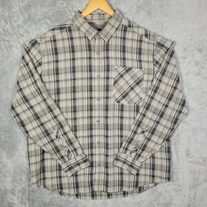 REI Shirt Mens Extra Large Button Up Green Plaid LS Outdoor Hiking Camping